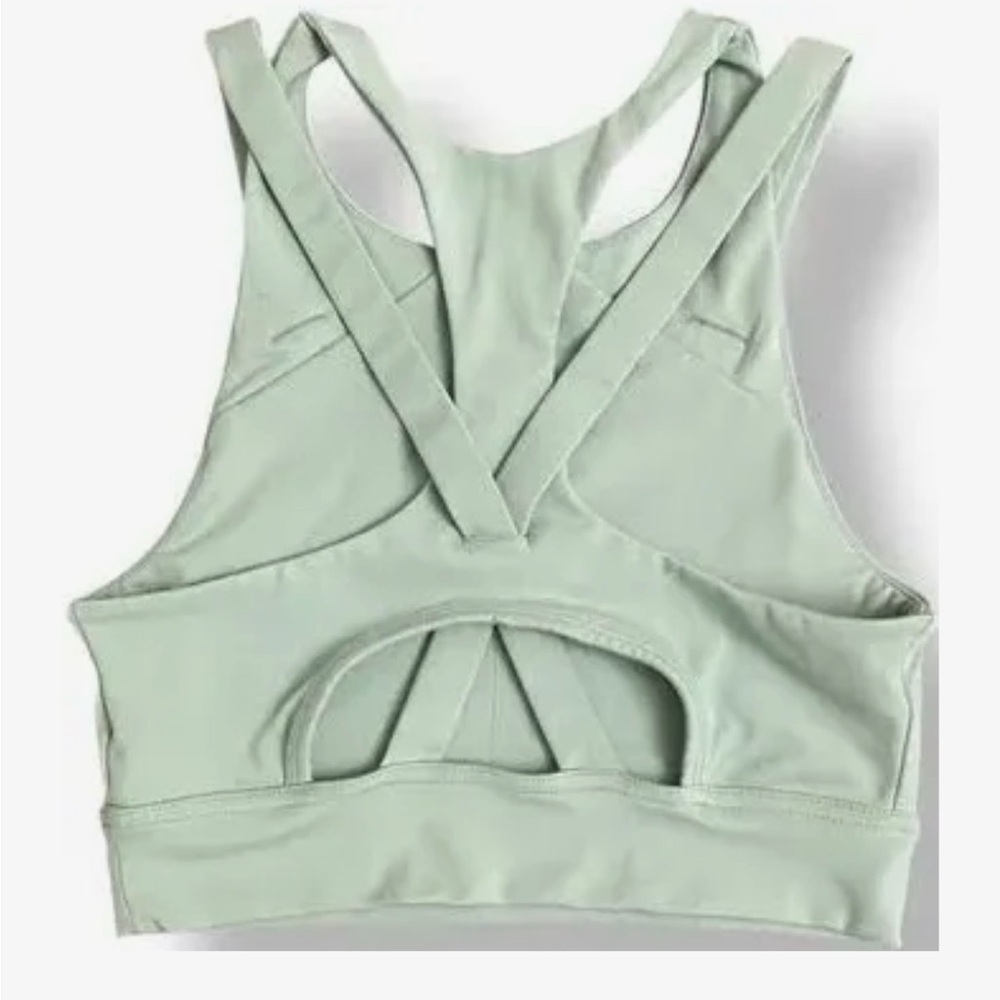Women's Mint Green High Neck Strappy Back Sports Bra padding criss cross small - Picture 7 of 8